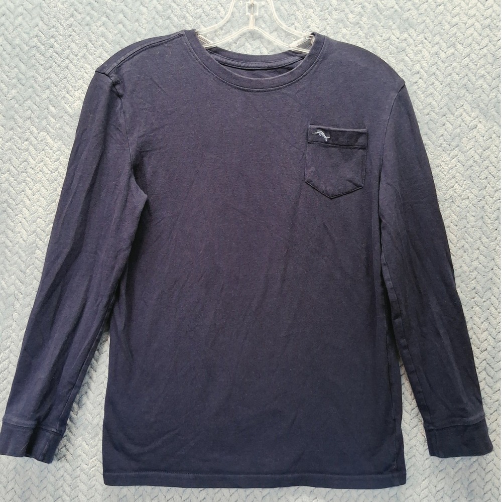 Tommy Bahama Mens Long Sleeve Pocket T-Shirt Navy Blue Marlin Logo CT07404